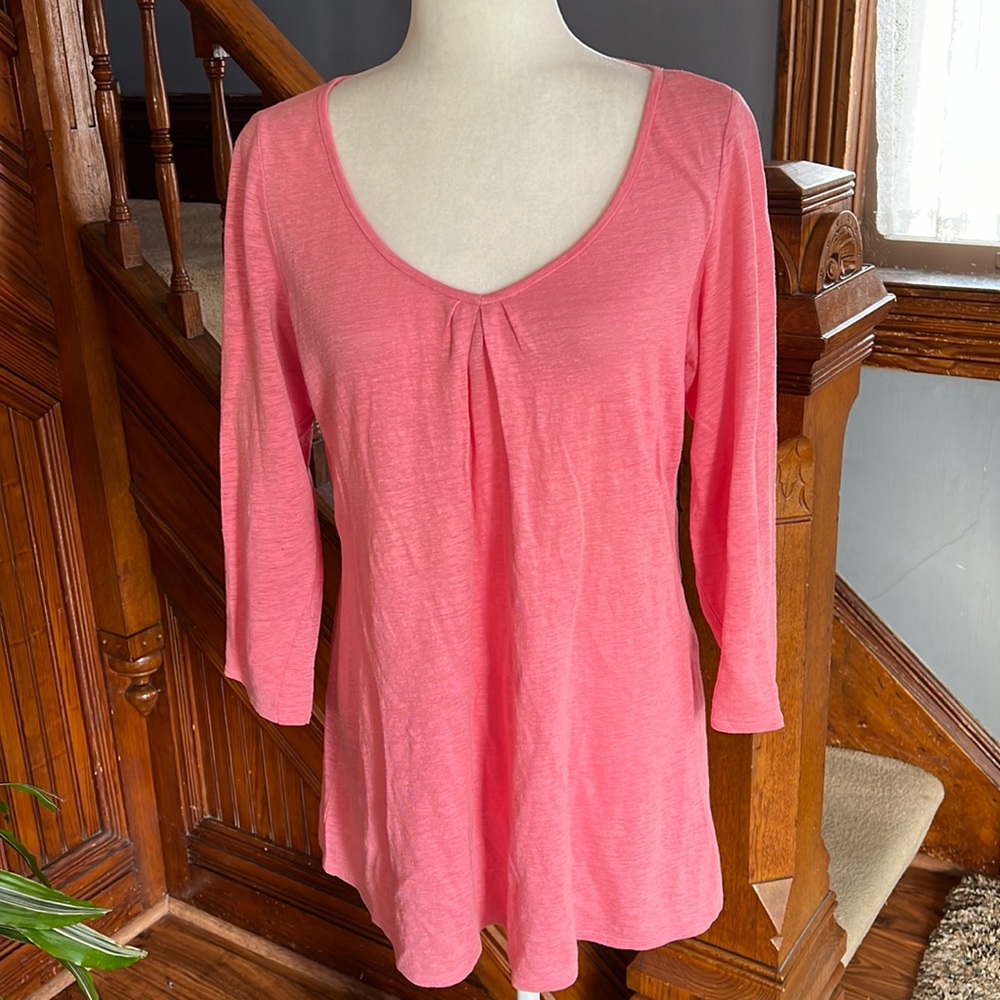 Eileen Fisher Linen Coral Top Sz XS